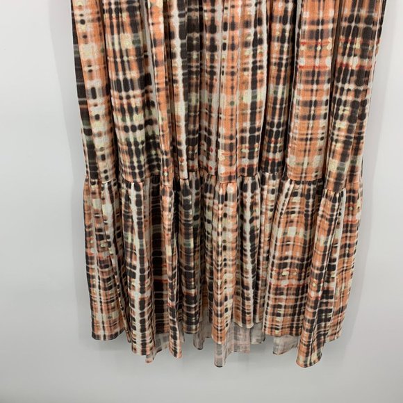 Joie Tobey Dress Multi Plaid Pink Midi Maxi V Neck Cotton 3/4 Sleeve - Picture 10 of 16